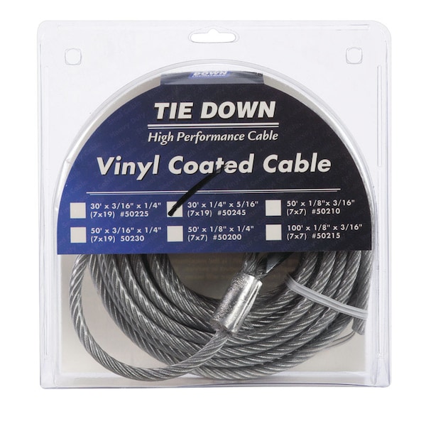 Tie Down Engineering Tie Down Engineering Vinyl Coated Galvanized Steel 1/4 in. D X 30 ft. L Aircraft Cable 50245 - main